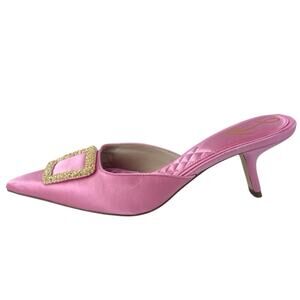 Sam Edelman Brit Pink Pointed Toe Buckle Detail Kitten Heel Slip On Pumps Sz 10